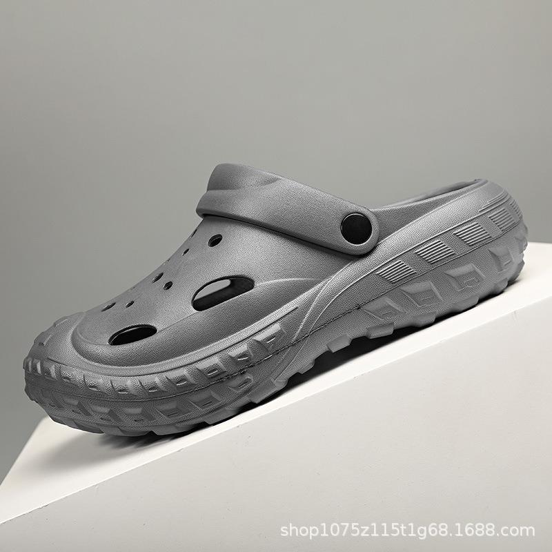 Hole shoes men's summer wear deodorant and non-slip bag head dual-purpose slippers soft-soled beach large-size slippers