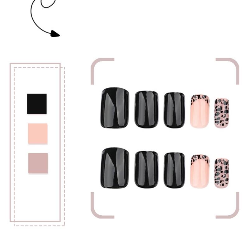 Unghia Press On Quadrata Unghia Finta Unghia Leopardata da Incollare Unghia Artificiale Acrilica 24 Pezzi 12 Misure Unghia da Incollare per Donne Ragazze