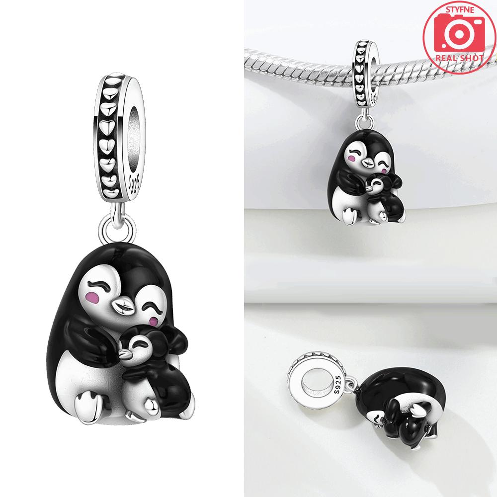 Authentic copper Black Sea Penguin Pendant Featuring Blue Zircon Heart Sea Star Shape Bead Charms Compatible With Bracelets Jewellery Diy Women Gift