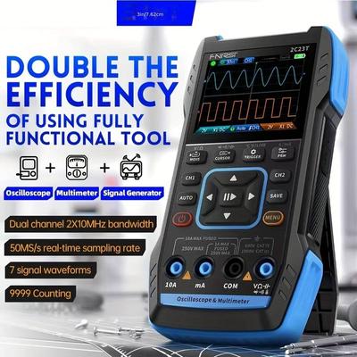 Multímetro de osciloscopio digital portátil 2C23T + generador de señal de función 2023 último canal dual 3 en 1 10 MHZ * 2 50 MS/s