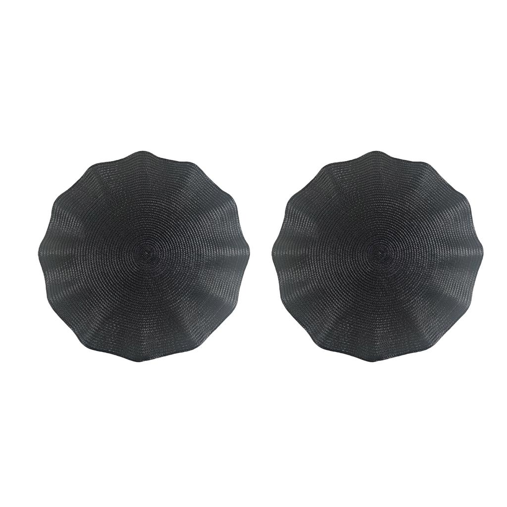 Pack of 2 Table Mats With Scalloped Edge Practcial Fungus Brims Table Dishes Mat Stylish Palcemat for Dinning