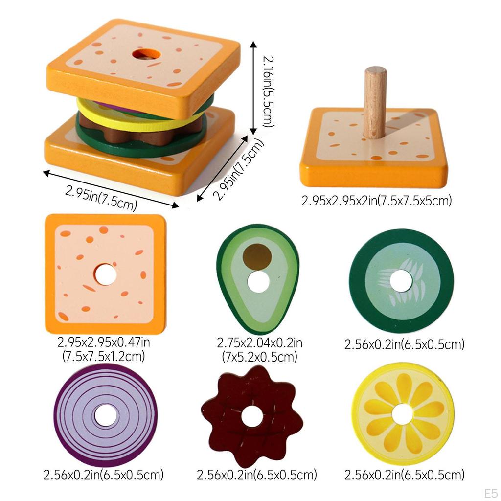 Burger Stacking Toy Set for Children, Toddlers, Educational Activity Ages 3 To 5