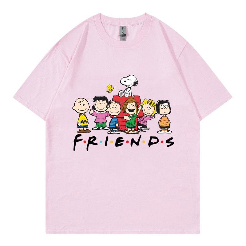 

Snoopy Friends Cartoon Anime Women T-shirt Summer Short Sleeve 100% Cotton Men Tee Shirts Tops 2025 New Fashion Couple Clothing 4XL
