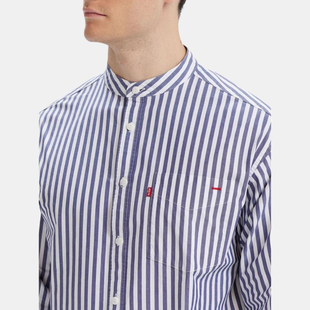 Levis Comfortable Striped Minimalist Stand Collar Long Sleeve Shirt Men Shirts 003MY-0003