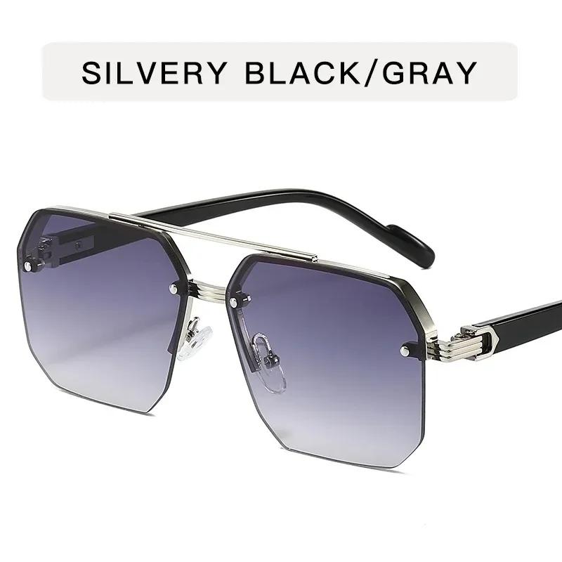 New Gradient Sunglasses for Men Fashion Metal Big Frame Sun Glasses Brand Design Luxury Lunette Eil Homme UV400 Eyewear