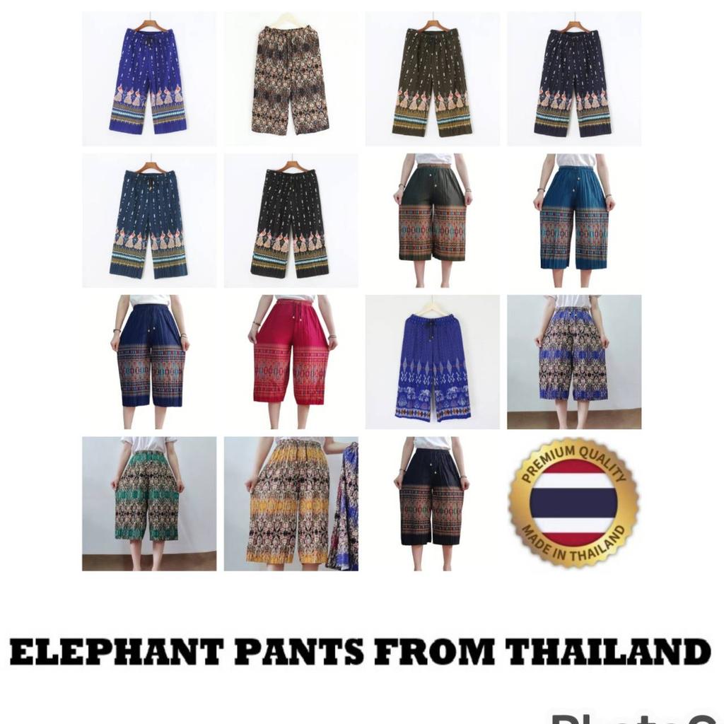 Długie Luźne Spodnie Słonie Regulowany Elastyczny Pasek Kobiety Mężczyźni Unisex Nadruk Tajlandia Casual Streetwear Plaża Lato Bohema Retro Vintage