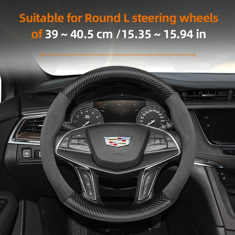 Para Cadillac Funda de Volante de Fibra de Carbono y Gamuza Compatible con ESCALADE ESV CT4 CT5 CT6 XT4 XT5 XT6 LYRIQ ATS CTS SRX XLR