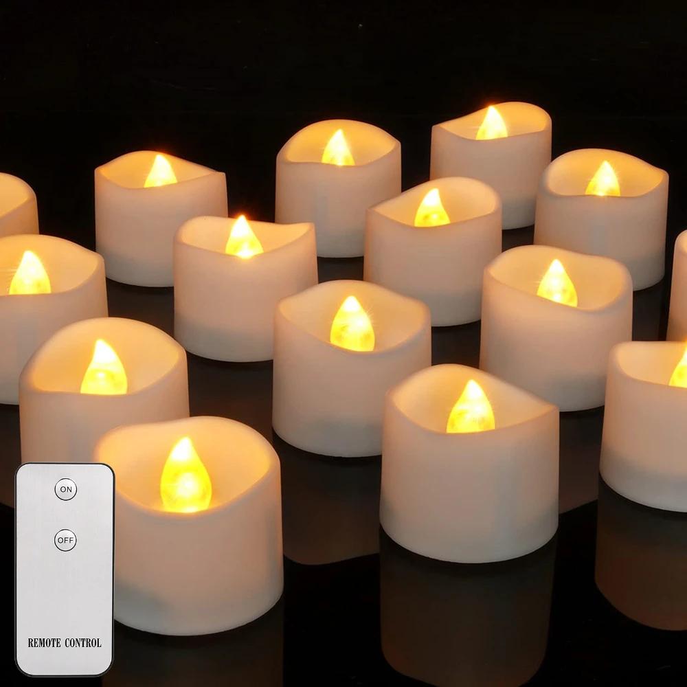 LED Flameless Candles with Remote Control Flickering Waterproof Electric Candle LED Tealights for Halloween Christmas Home Decor