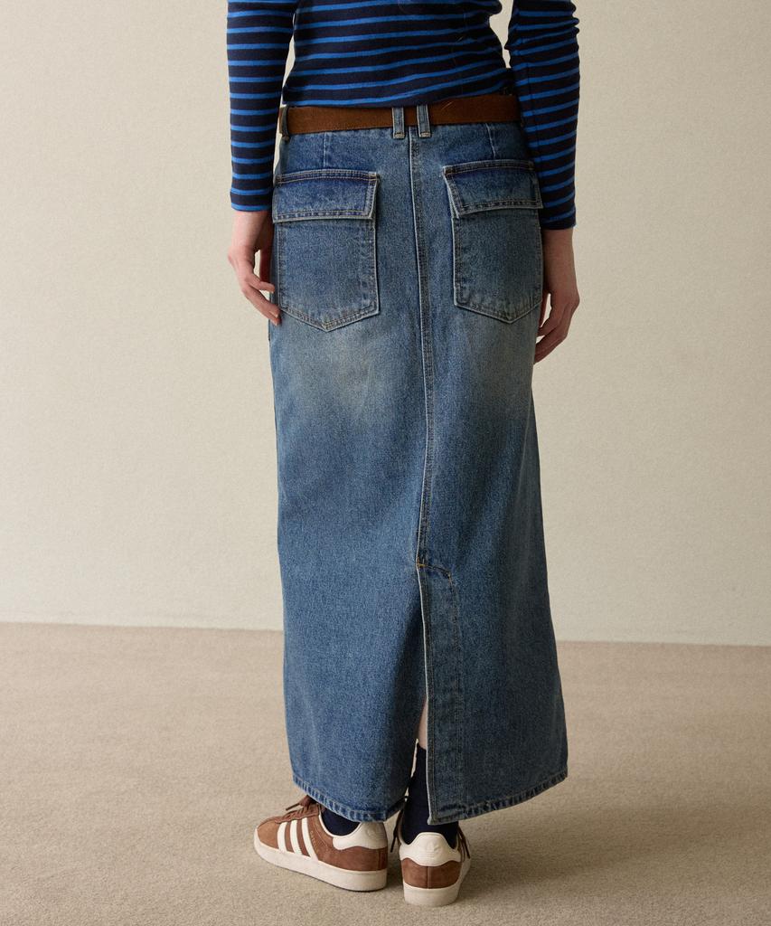 Opeundoeoseutyudio Hline Poketdenim Skirt Navy
