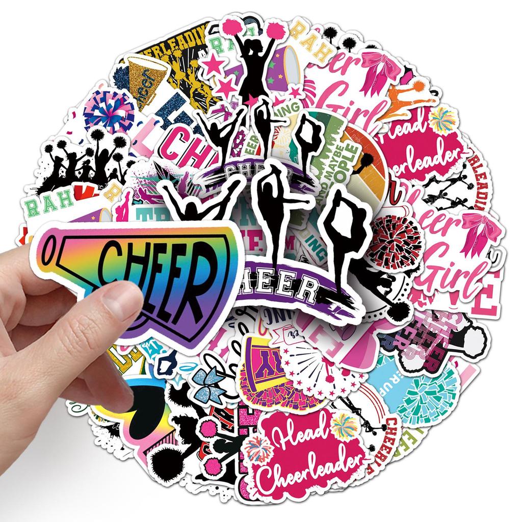 50 Cheerleading & Gymnastics Waterproof Stickers for Suitcases, Skateboards, Water Cups, Cars