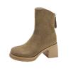 Retro Small Thick Heel Heightening Boots Women's  New Autumn Skirt Versatile Short Boots