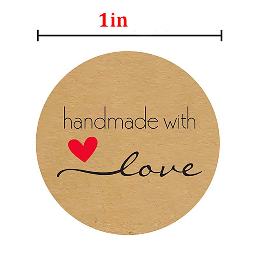 1 Inch Round Natural Kraft Baked With Love Stickers / 500 Labels Per Roll
