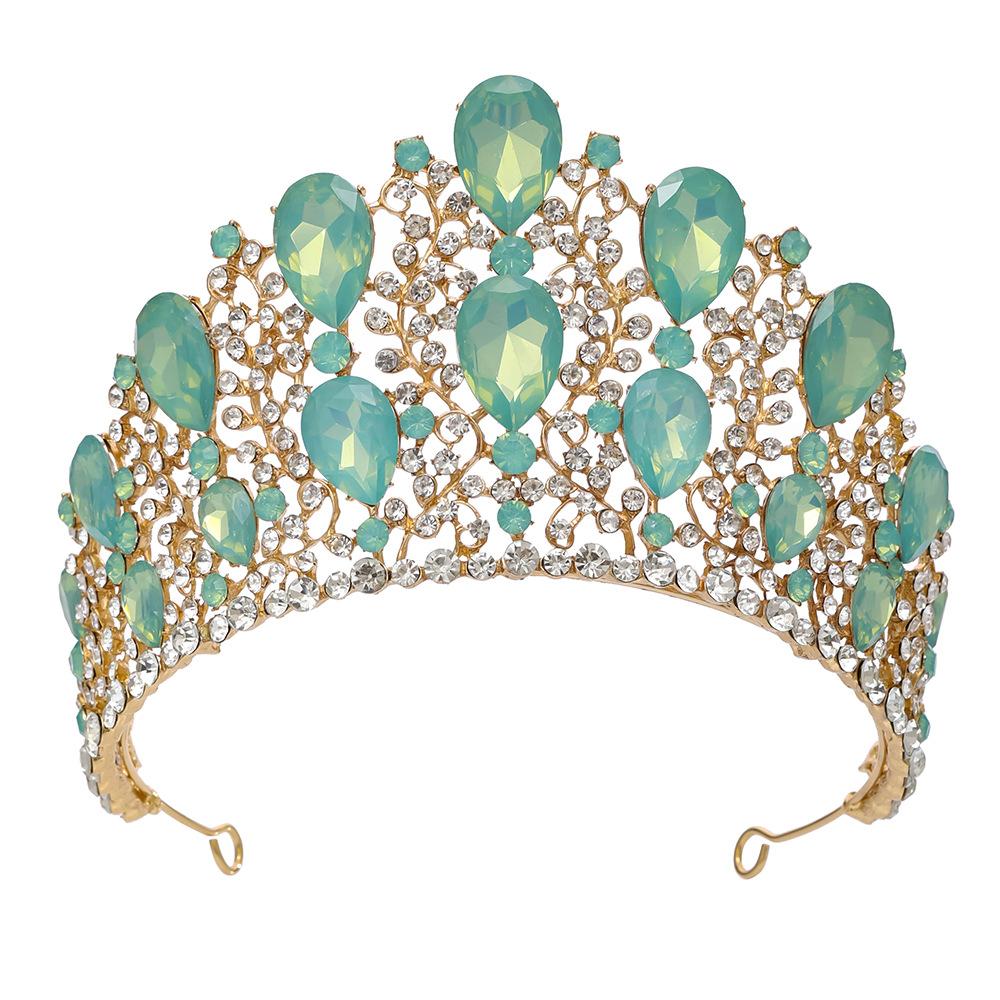 New Fashionable Alloy Rhinestone Red Green Crown Wedding Crown Bride Crown Tiaras