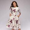 2022 A-line Retro Floral Dress for Women - Three-quarter Sleeve, Round Neck, Autumn/Winter Collection