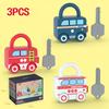 Baby Learning Lock With Key Car Games Montessori Educational Toy Number Matching Lock Toys Sensory Toys For Kids 1 2 3 Years