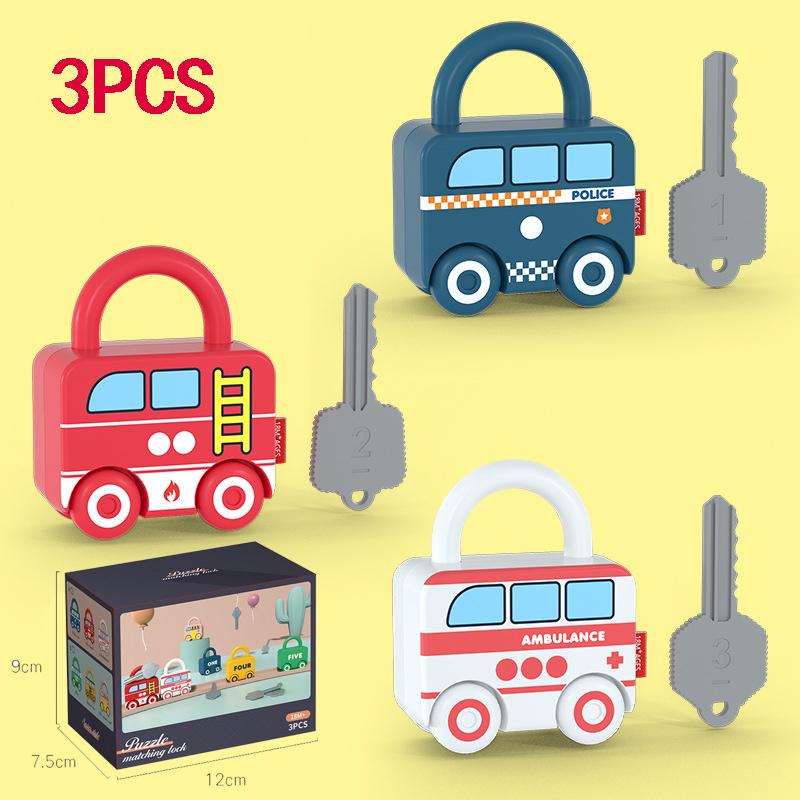 Baby Learning Lock With Key Car Games Montessori Educational Toy Number Matching Lock Toys Sensory Toys For Kids 1 2 3 Years