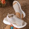Women's Thick-Soled Knit Mesh Roman Style Retro Sports Sandals, Fashionable Footwear, Available In Large Sizes.
