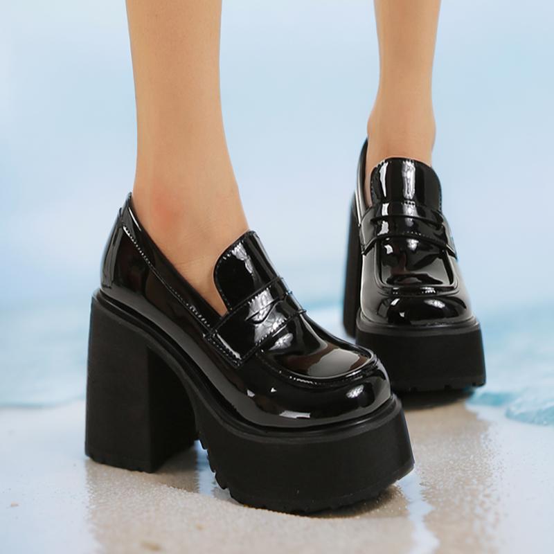 11Cm Ultra-High Heels Waterproof Platform New Women'S Plus Size 34-43 Lace-Up Thick Sole Round Toe Single Shoes  Mujer