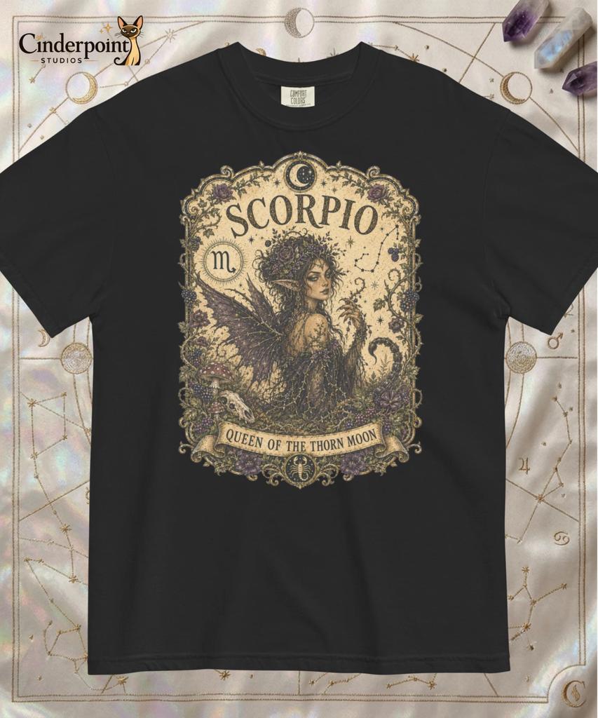 Scorpio Queen Premium Cotton Comfort T-Shirt Fairy Fantasy Zodiac Tee Gift S-4XL