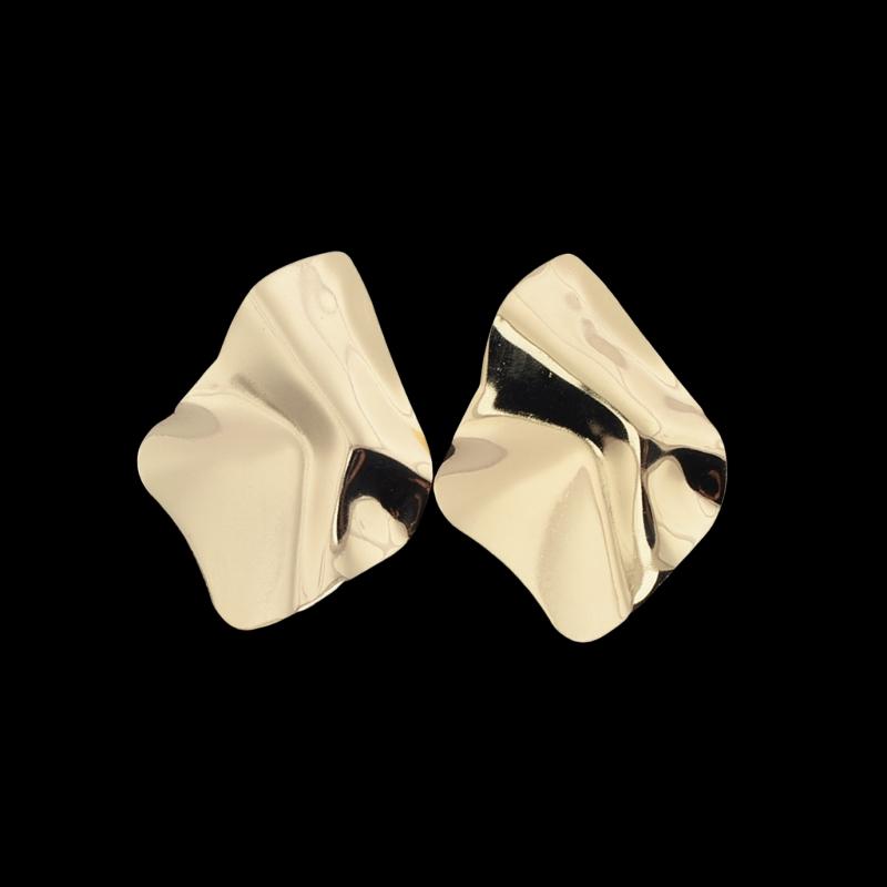 New Exaggerated Irregular Metal Piece Dangle Earrings for Women Uneven Folded Gold Color Metal Hanging Earrings brincos