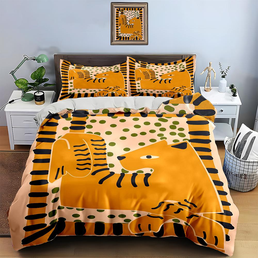 Tiger-themed design. Bedding Duvet cover sets Duvet covers Pillowcases gifts (1 * Duvet Cover 2 * Pillowcases, without duvet insert)