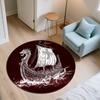 Viking Ship,Round Area Rug,Carpet Rug for Living Room Bedroom Sofa Playroom Decor,Non-slip Floor Mat