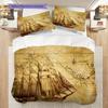 Vintage Maritime Adventure Map Three-piece Set (1 * Duvet Cover + 2 * Pillowcase, Without Core) 2D Flat Christmas Birthday Gift