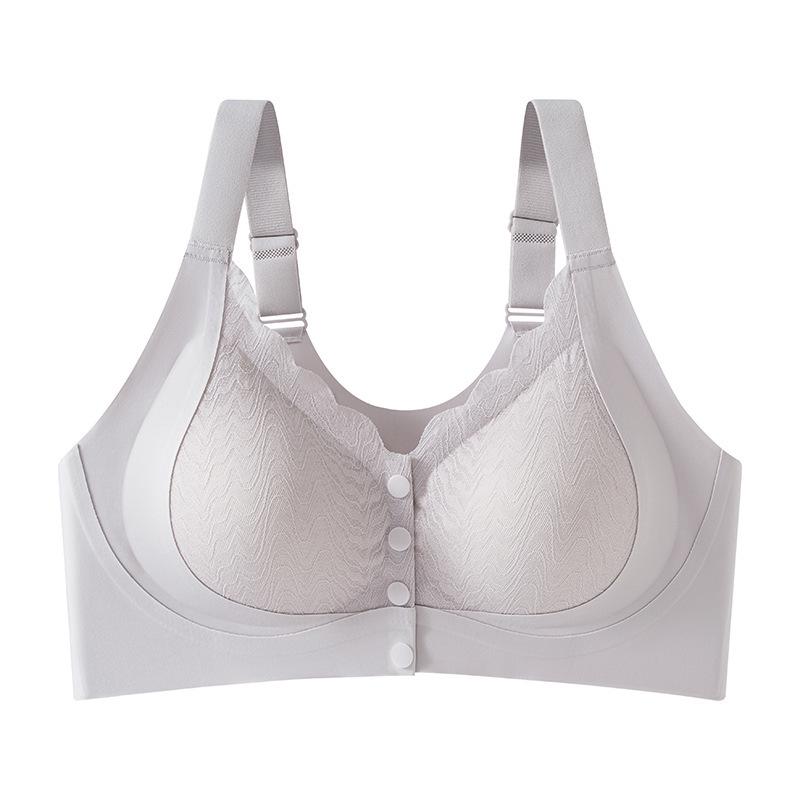 Plus-Size Women's Front-Buckle Nursing Bra: Seamless, Comfortable, for Middle-Aged & Elderly.