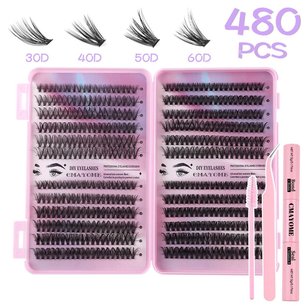 480 Tufts Diy Single Tufts Of False Eyelashes White Box Natural Thick D-Curve Segmented Grafting Eyelashes