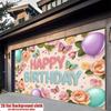 2D Pastel Floral Butterfly Backdrop Happy Birthday for Girls Themed Photo Booth Background
