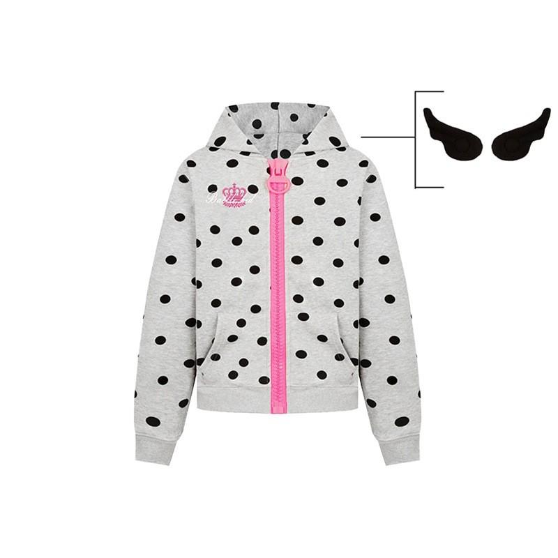 Polka Dot Zip Up Hoodie Women Loose Fit Casual Street Style 2026