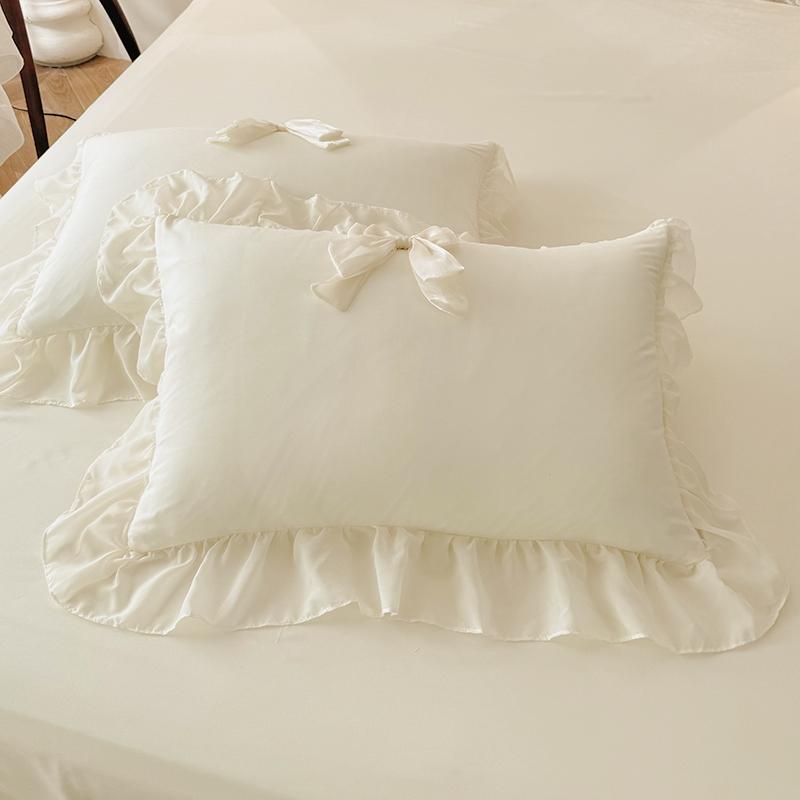 3pcs White Bedding Set Ruffles Duvet Cover Set (1*Duvet Cover + 2*Pillowcase, Without Core)for Bedroom Guest Room