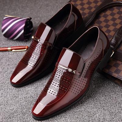 Fashion Popular Summer Men's Hollow Breathable Leather Shoes, Comfortable Business Formal Leather Shoes, Brogue Men's Suit Shoes
