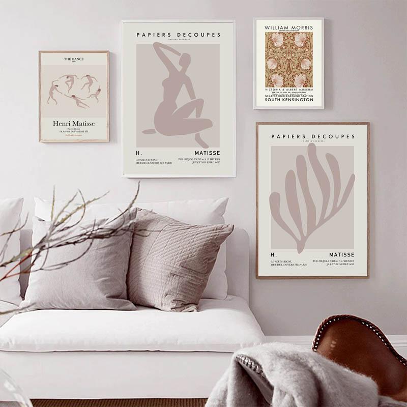 Abstrakte William Morris Blume Blatt Vogel Wandkunst Leinwand Malerei nordische Poster und Drucke Wandbilder für Wohnzimmer Dekor