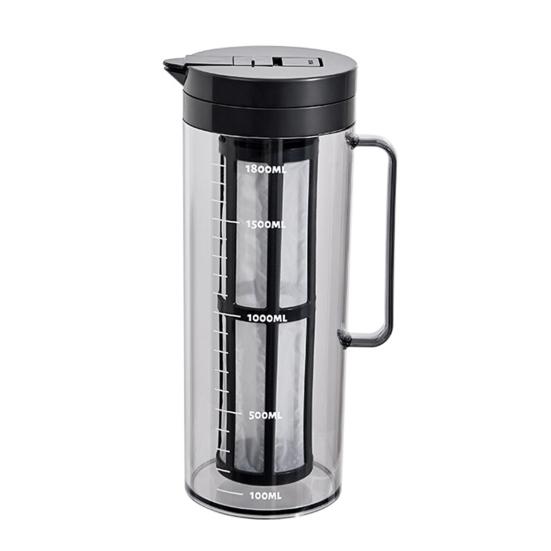Large Cold Water Pitcher, 2000ml Flip Lid Dispenser for Fridge Side Door, BPA-Free Leakproof Jug with Infuser for Fruit Tea