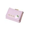 Cute Fruit Pattern Short Folding Card Bag PU Candy Color Trifold Wallet Sweet Solid Color Card Holder Girl