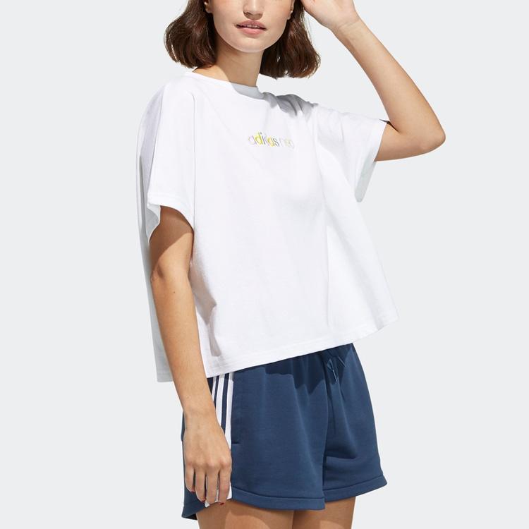 Adidas Neo Colorful Logo Comfortable Cropped Top Women Tops White GP5475