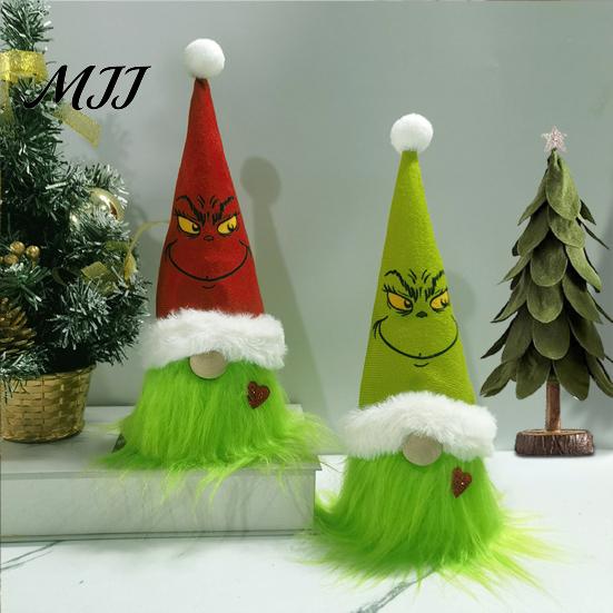 Front Wall Festive Hanging Decor Christmas Tree Green Haired Plush Ornament, Stuffed Animal Doll Dwarf Garden Holiday Accents Figurine, Party Supplies