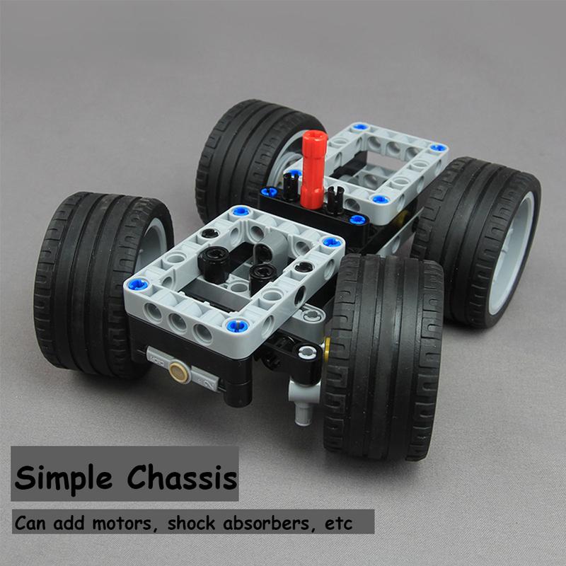 MOC Basic Car Chassis for Sports Car Modification Support Redesign Motors Shock Absorbing Steering Suspension Building Blocks
