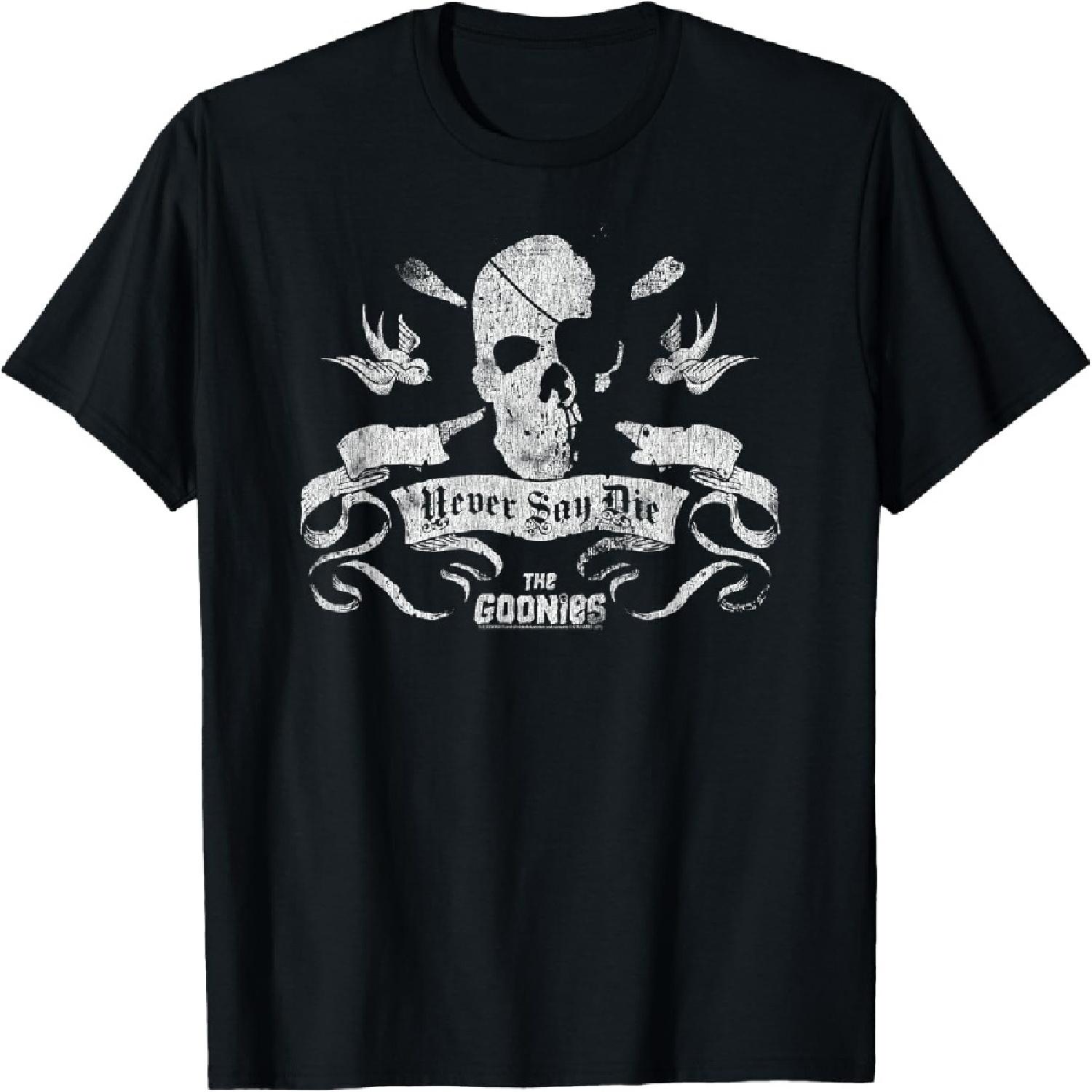 Never Say Die Skull Banner Movie T-Shirt S