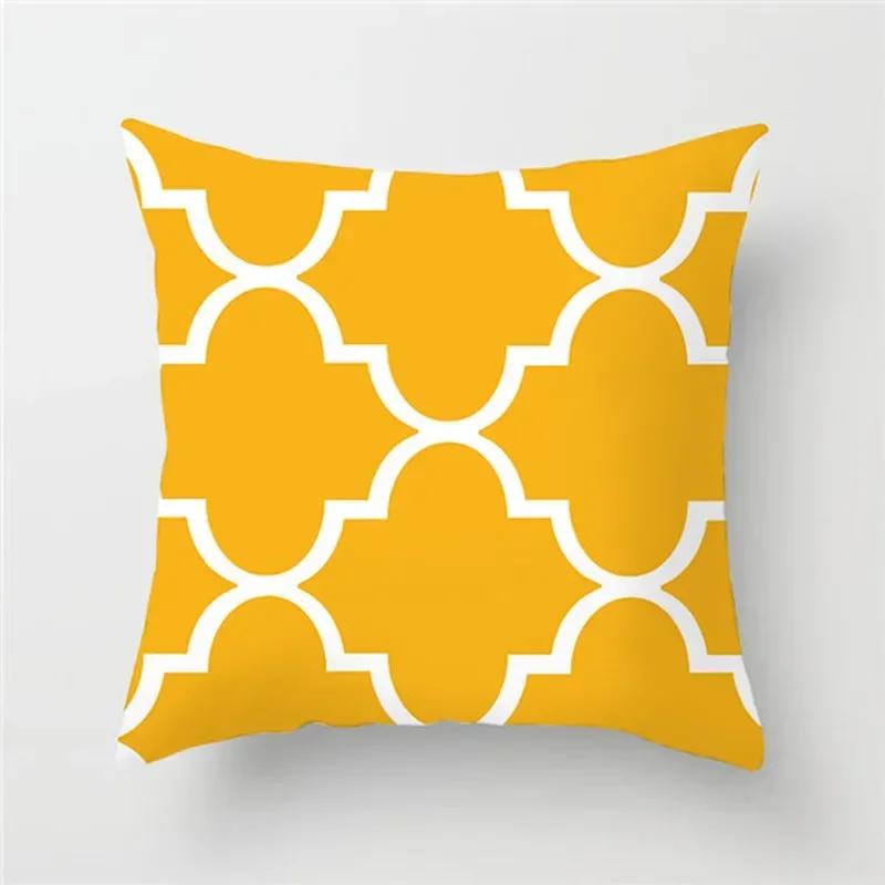 Geometric Cushion Covers Yellow Plaid Stripes Print Pillow Case For Home Chair Sofa Decoration Pillowcases 45cm*45cm