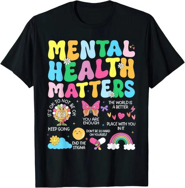 Unisextal Health Matters Brain Awareness T Shirt Support Positive Graphic S