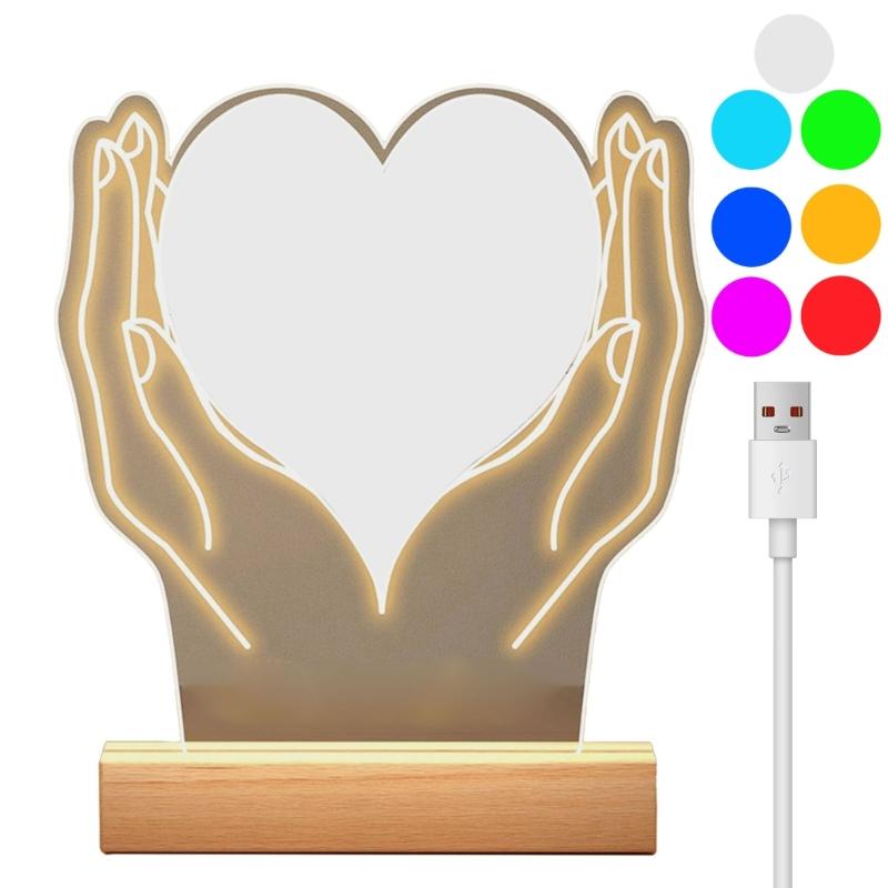 LED Picture Frame With Unique Couple Photo Bedsides Lamp For Bedroom Decoration Valentine's Day Gift