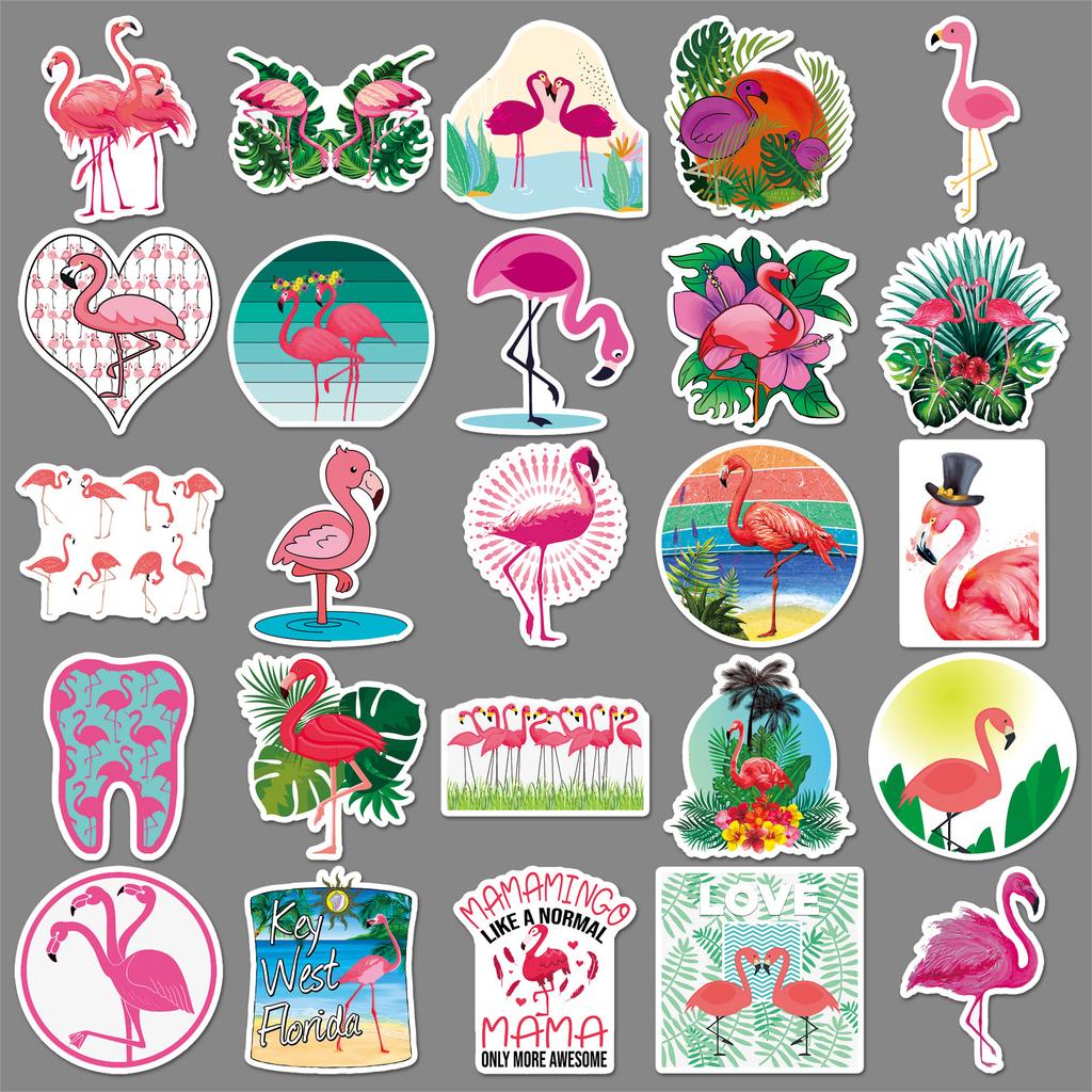 50 Flamingo Doodle Cartoon Cute Animal Guka DIY Suitcase Mobile Water Cup Car Stickers