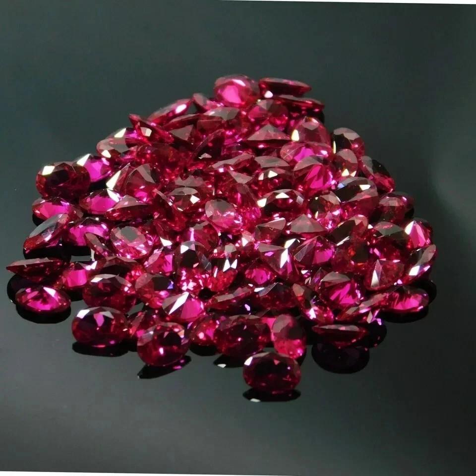 40 PCS Lab Grown Red Ruby Loose Gemstone CERTIFIED Oval Shape 6x4 Mm Lot