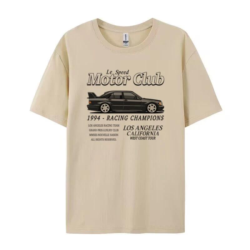 FeUnisex Motorradclub Kurzarm Grafik T-Shirts Retro Rennwagen T-Shirt Übergroß Grunge Streetwear T-Shirts Damen Mode Kleidung