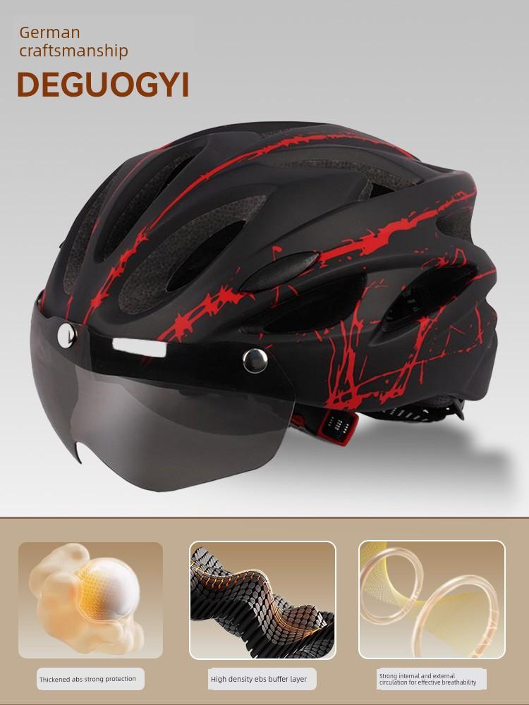 Yu Zhaolin Bicycle Helmet with Integrated Goggles, One-Piece Riding Helmet for Men and Women, Mountain and Road Bike Safety Helmet
