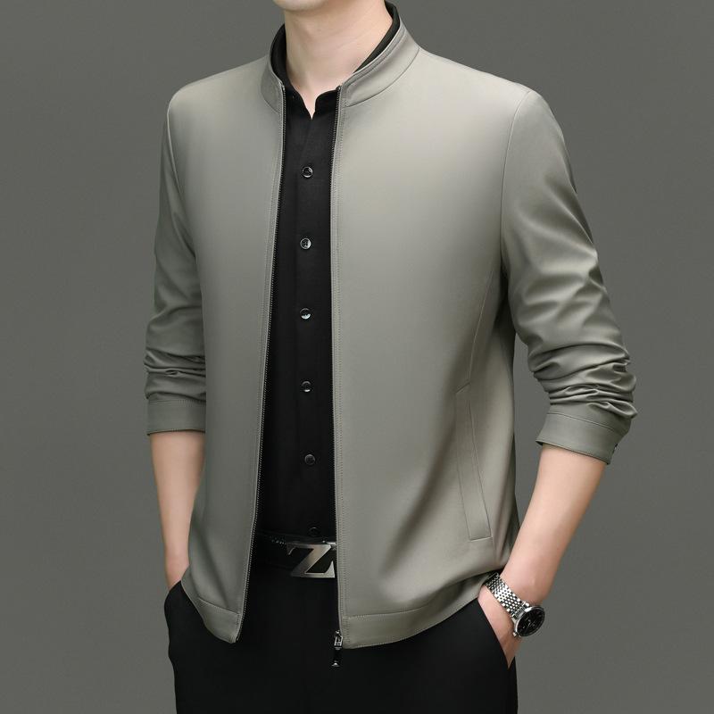 Stand-up Collar Jacket Zipper Business Jacket Middle-aged Men's Jacket Dad Jacket