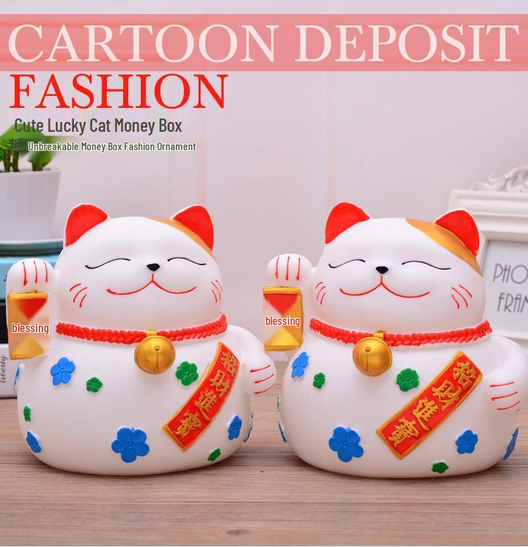 Large Maneki-neko Piggy Bank - Durable Coin Savings Jar for Adults and Kids