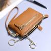 Dame PU Læder Dobbelt Lynlås Møntpung Håndledsrem Pung Stor Kapacitet Kortindehaver Nøglepung Lille Clutch Taske med Nøgleringsrem